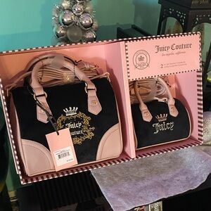 Juicy Couture Black and Pink Satchel